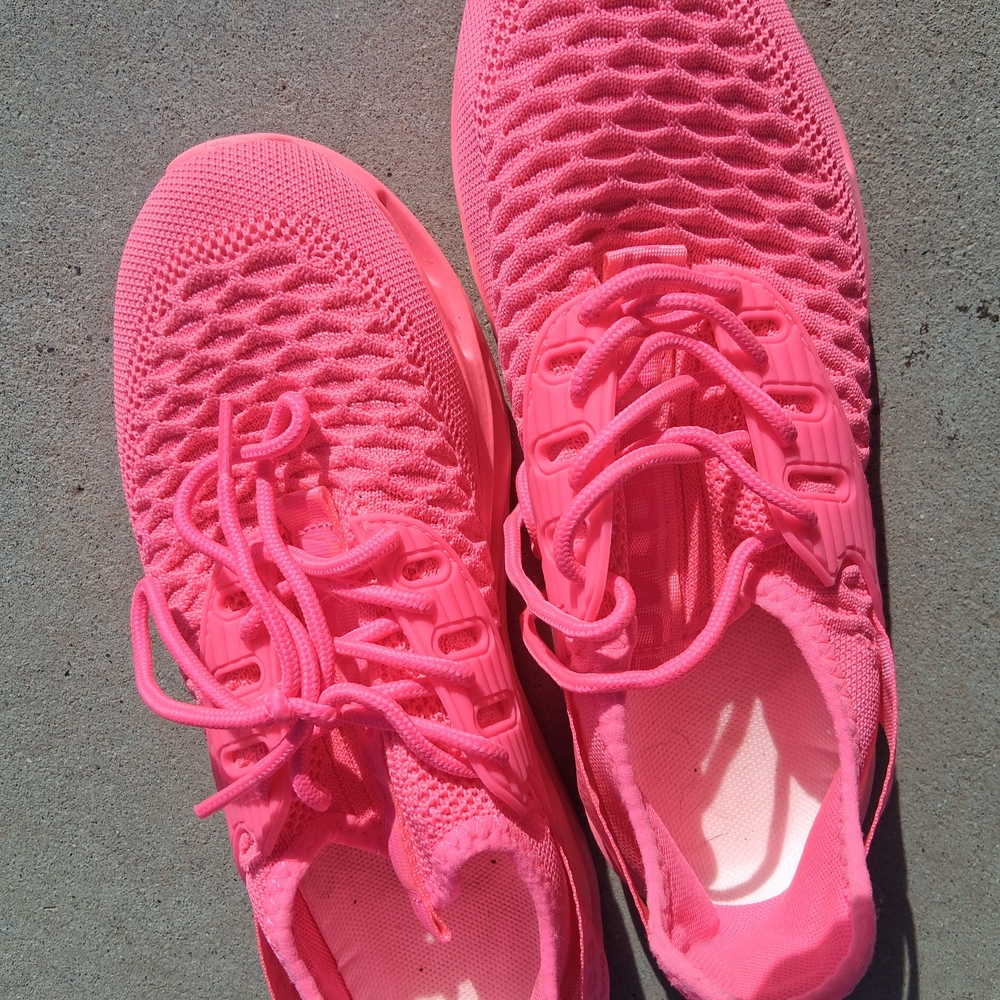 Women's Hot Pink Knit Athletic Sneakers